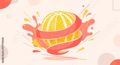 Vibrant Citrus Illustration Depicting Zest Removal in a Fresh and Appealing Manner