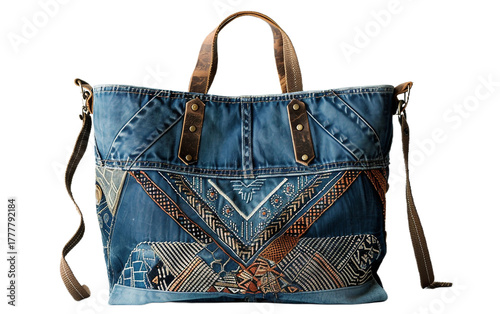 Handcrafted Tote With Tribal Woven Details