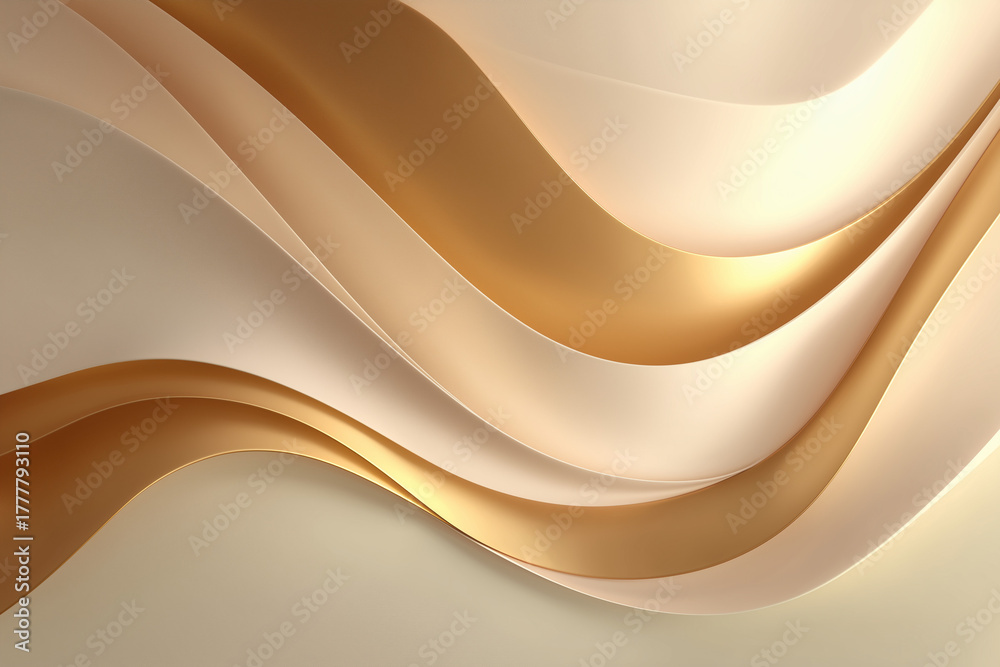 Fototapeta premium Golden Beige Silk Waves Texture Background