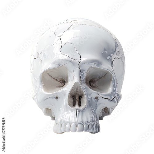 Minimal Glowing Skull Logo – Vector Design with Transparent Background and White Border