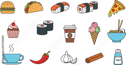 Set of food icons