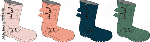 Boots in Various Colors A Stylish Vector Illustration for Fashion and Design Projects