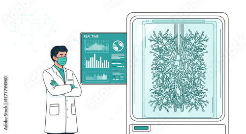 Medical professional analyzing lung health data with advanced imaging technology display during
