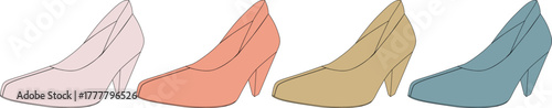 Elegant Heels in Various Colors A Fashionable Illustration for Style and Design Concepts