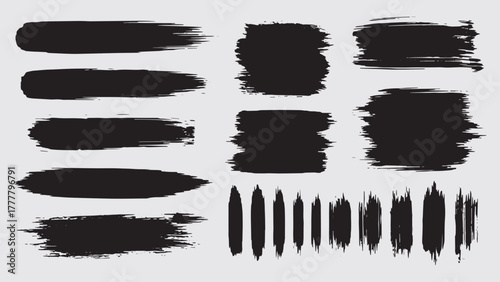 Collection of hand-drawn abstract black doodle shapes and symbols on white background vector