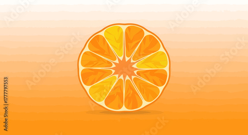 Vibrant Illustrated Citrus Fruit Slice with Orange and Yellow Hues on a Gradient Background