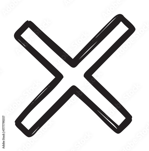 Bold black outline of an "x" shape on a white background, designed with simple, clean lines.
