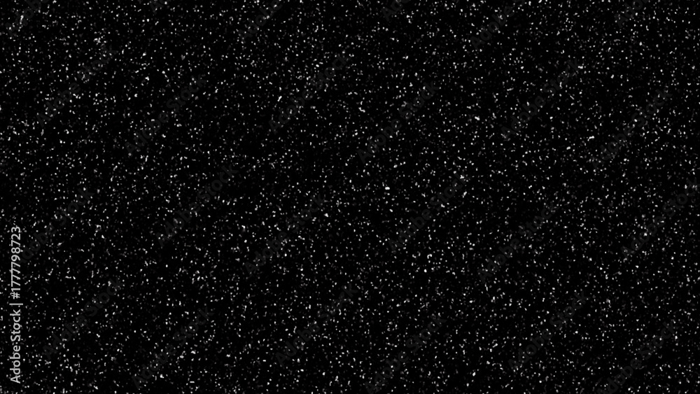 Obraz premium Black abstract texture with white dust particles or scattered stars on a dark background, ideal for digital overlay effects.