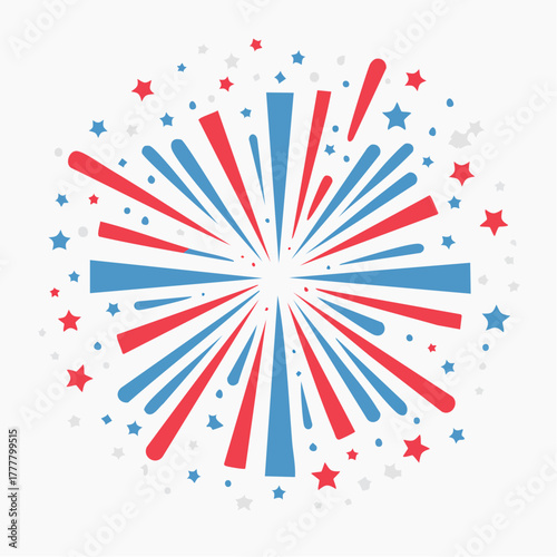 Feux d’artifice stylisés isolés pour le 4 juillet