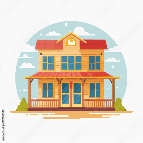 Saloon stylisé isolé symbole Far West