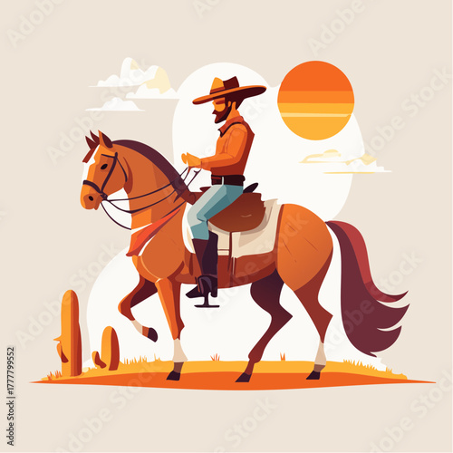 Illustration design plat de cowboy marron moderne