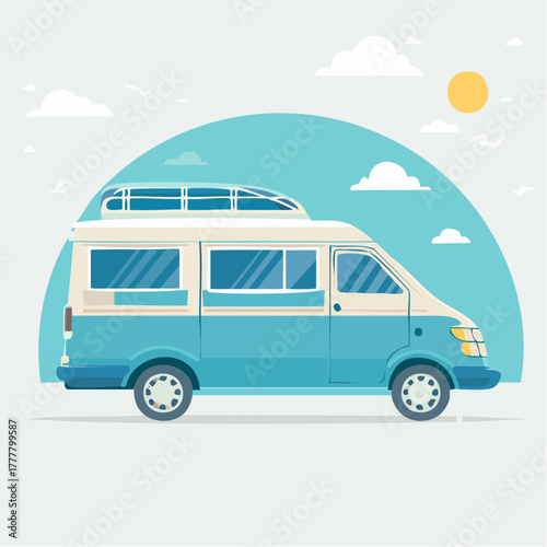 Icône vectorielle géométrique de voyage et liberté en van