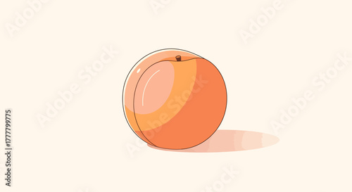 Vibrant Illustrated Peach with Detailed Rendered Shadows on Softly Toned Background