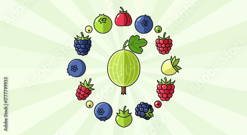 Vibrant Illustration Depicting Assortment of Fresh Berries for Nutrition and Wellness