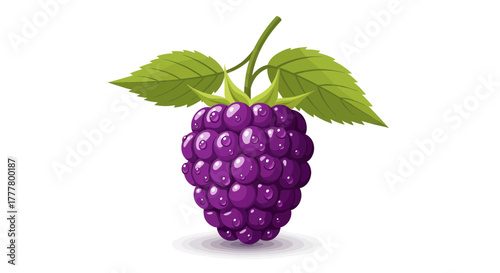 Vibrant Illustration of a Fresh Blackberry with Glossy Berries and Lush Greenery