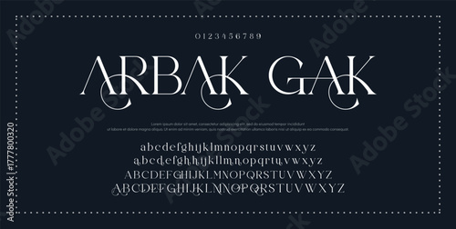 Elegant luxury abstract wedding fashion logo font alphabet. Minimal classic urban fonts for logo, brand etc. Typography typeface uppercase lowercase and number. vector illustration