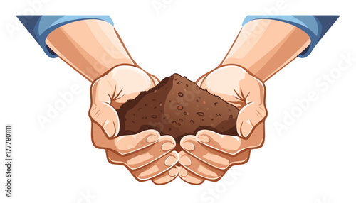 Caring hands lifting nutritious soil inspiring gardening sustainability planting and natural life cycles