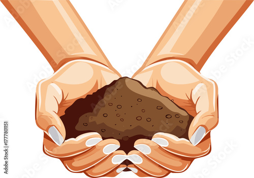 Two hands offering fertile soil representing environmental care new beginnings and sustainable natural growth