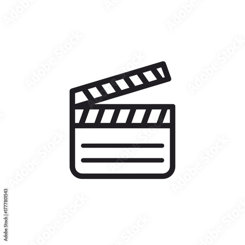 Film Production Clapperboard Icon. Movie Director's Clapper Board Symbol for Cinema, Video, and Filmmaking Industry.