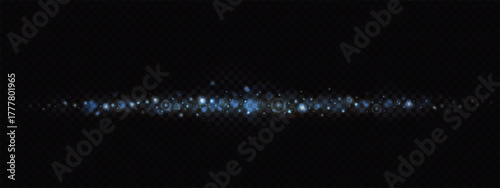 Magic glimmer blue and silver light effect. Glowing, twinkle magical dust isolated on transparent backdrop