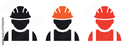 Professional Construction Worker Vector Icon. Essential graphic element symbolizing Labor, Industry, Building, Safety, Hard Hat, Engineering, and Skilled Trades. Perfect for construction firms, safety