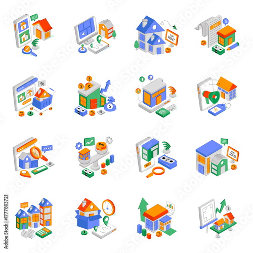 Set of Property Isometric Illustrations 