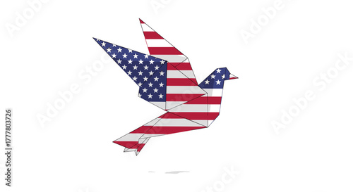 Origami dove representing peace and patriotism with American flag design, ideal for Memorial Day events and educational materials