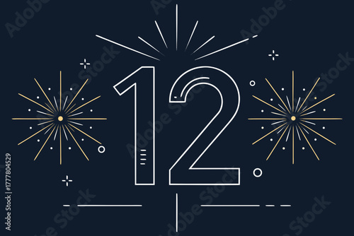 number framed by sparkler glow lines festive  