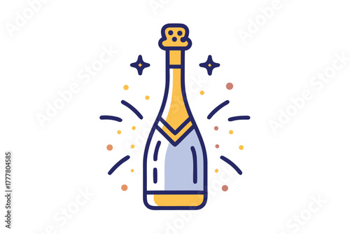 silhouette champagne bottle cork popping  