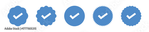 Social media verified account blue tick badge icon set. Varification blue tick symbol set - Vector 