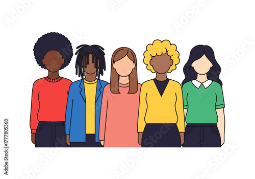 Diverse Group of Women Standing Together in Unity.