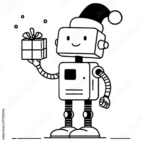 Festive Robot with Christmas Gift
