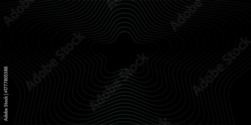 Abstract Symmetrical Wavy Lines Pattern. Black and White Textured Background. Abstract hypnotic pattern with black-white striped lines. Psychedelic background. Art, optical illusion. Modern design.