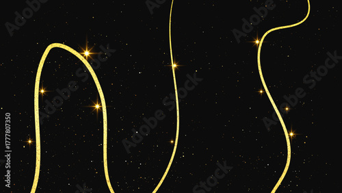 Gold glittering confetti wave and stardust