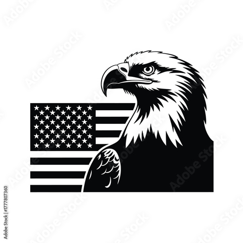 Majestic eagle silhouette against american flag