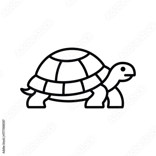 Simple line art illustration of a walking tortoise