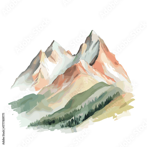 Andes Mountains. Andes Mountains hand drawn watercolor illustration