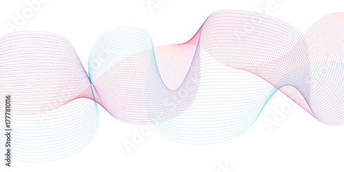 Abstract colorful wave element for design. Digital frequency track equalizer. Stylized line art background. Vector illustration, flat, clip art