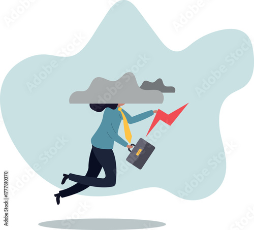 Brain fog causing mental problem or struggle, work anxiety or stress make confusion or depression.business concept.about a man and his life.
