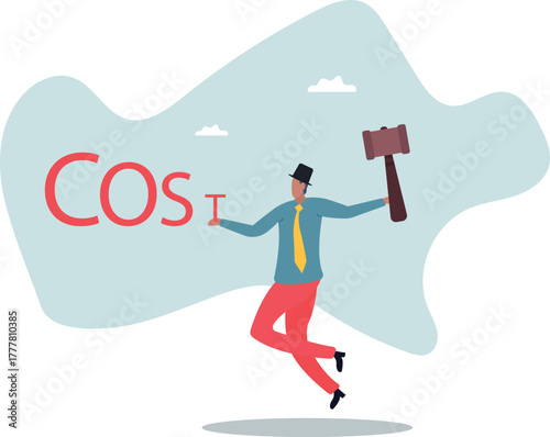 Cost reduction, business and company to keep cost low, cut spending or expense deduction in budget plan.about a man and his life.