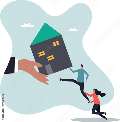 Eviction and mortgage debt, foreclosure or difficulty to payback bank mortgage loan.about a man and his life.