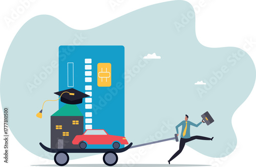 Debt, cost of living or expense to pay for, financial obligation for lifestyle.about a man and his life.