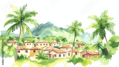 San Gil. San Gil hand drawn watercolor illustration