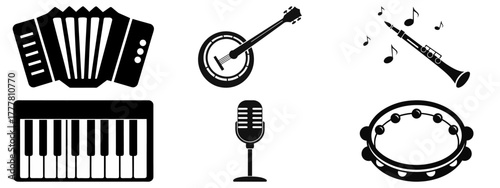 Musical Instrument Icon Set Silhouette Vector