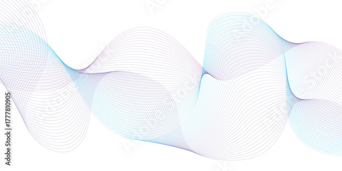 Dynamic blue line wave isolated on transparent background. Abstract sound visualization data.  Vector illustration, flat, clip art