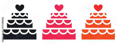 Elegant Vector Black Silhouette Wedding Cake Icon. Minimalist graphic symbol representing Marriage, Celebration, Dessert, Ceremony, Luxury, and Special Occasion concepts. Perfect for wedding planners.