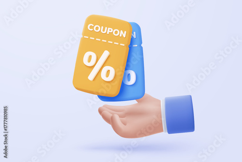 3d tag price icon for online shopping, discount coupon of cash for future use. sales with an excellent offer for shopping, special offer promotion. 3d price tags icon vector render illustration