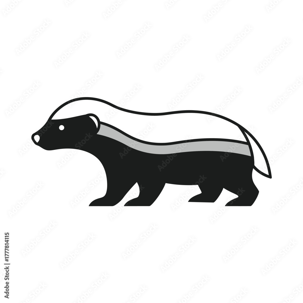 Obraz premium Honey Badger vector icon on white background