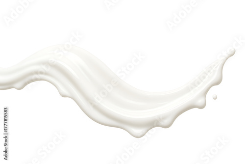 realistic milk splash wave with smooth flow, pure white glossy texture and soft reflections
