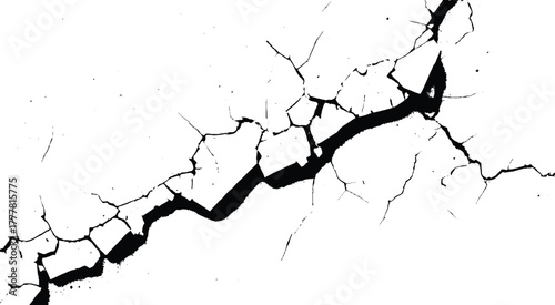 Texture soil dry crack background pattern. black and white vintage of cracked concrete scribble effect. Vector eps10